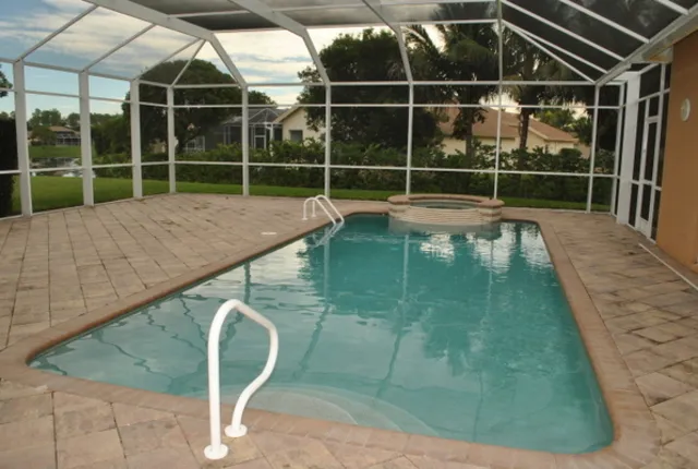 Heated pool with spa.