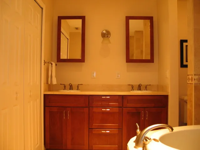 master bathroom with full shower and soaking tub