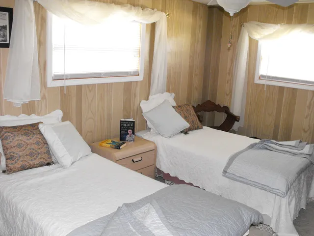 Guest Bedroom twin beds, double clothes closet computer desk