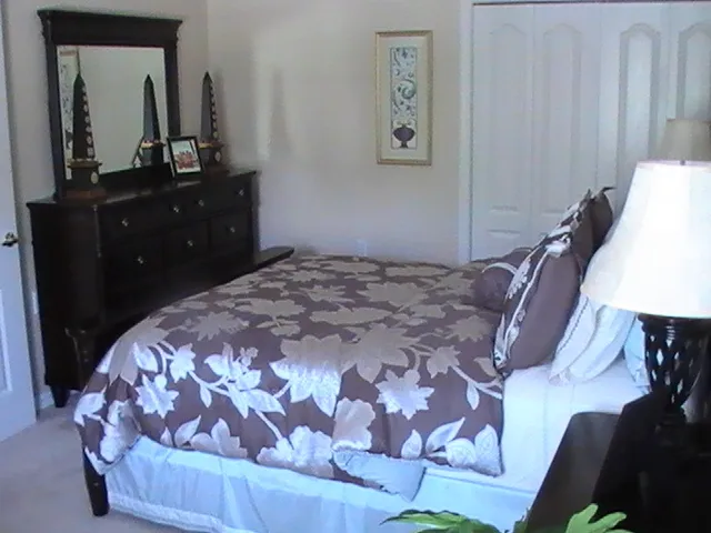 Another view of guest suite with chest of draws and mirror