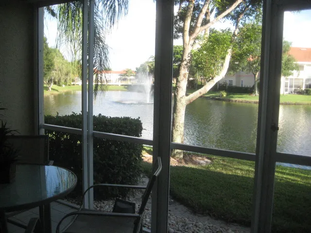 View of 2 fountains from lanai