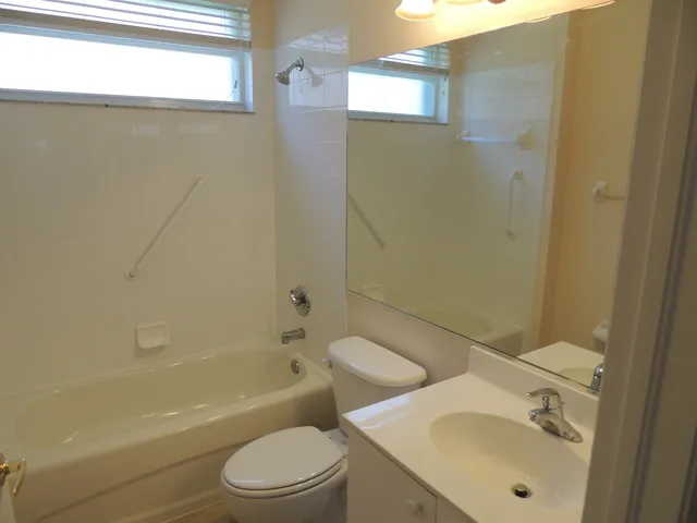 Guest bath has tub shower combo and this unit is immaculate!
