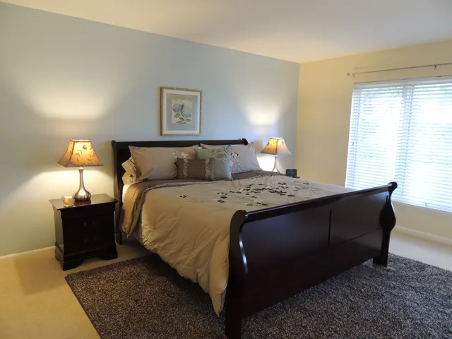 Master suite features a king bed, new luxury linens and private bath