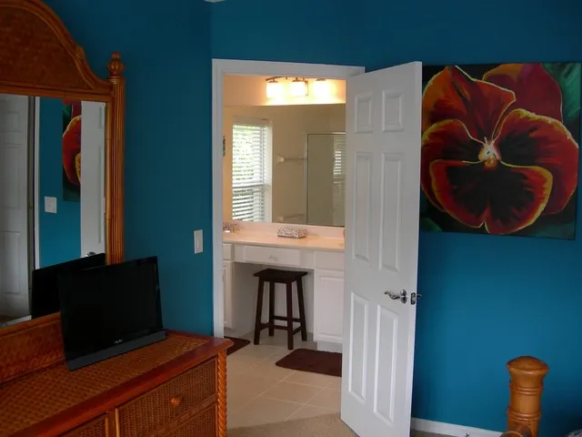 Master Bedroom with bathroom and flat screen TV