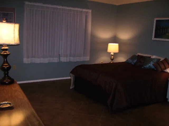 Master bedroom with large walk-in closet.