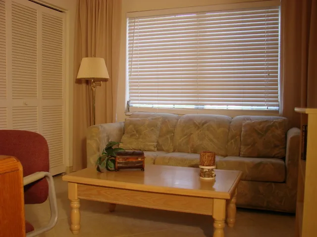 The den features a sleeper sofa and a desk with wi fi internet