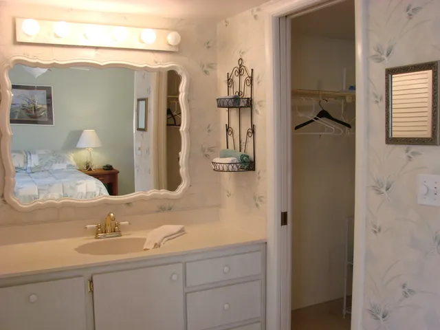 Masterbath features a glass enclosed shower and a walk in closet