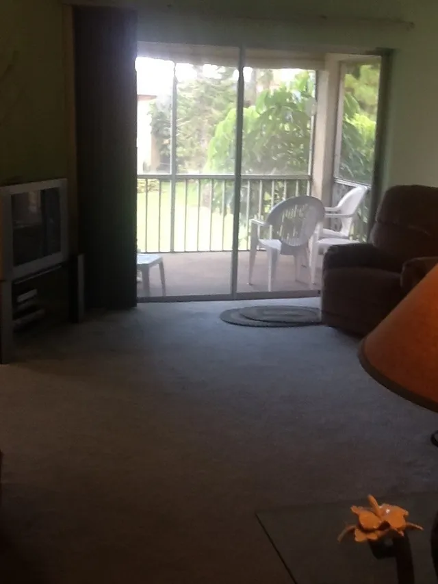 Looking out to lanai from living room.
