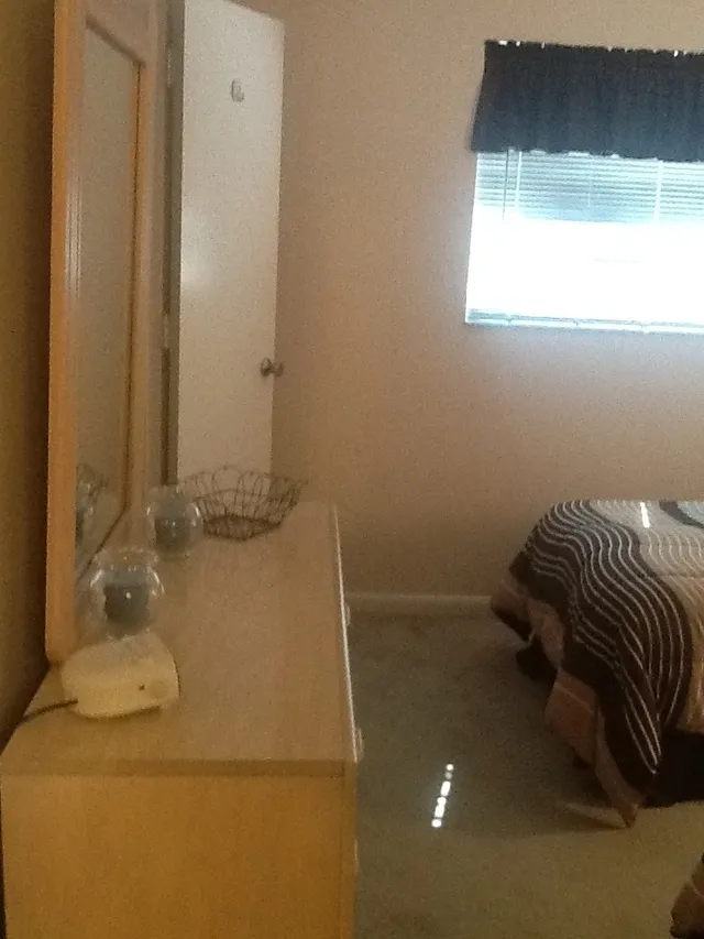 Guest bedroom with walk-in closet.