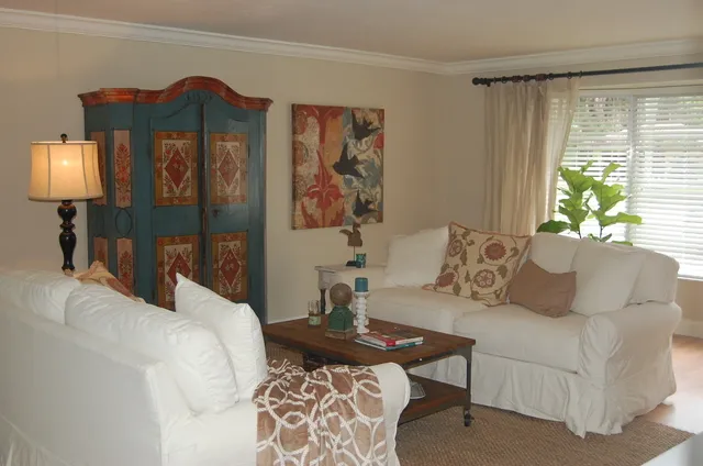 Living room with 2 full sofas.