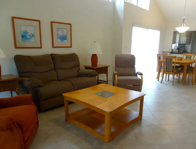 Living room with view towards the dining area