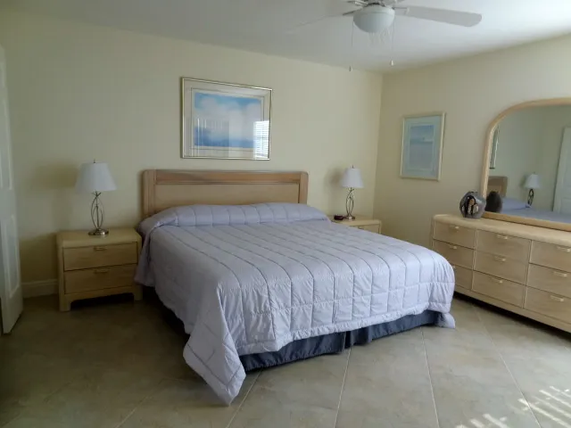 Master bedroom with king size bed.