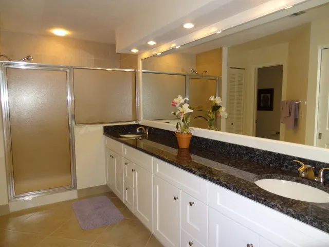Master bathroom with new vanity,granite counters and newly remodeled shower
