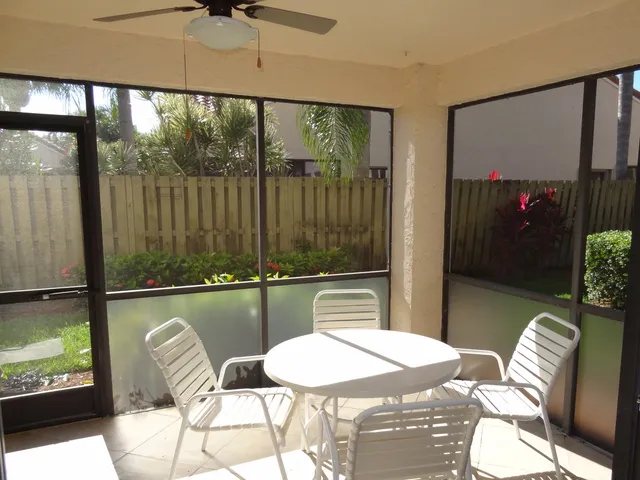 Peace and quiet over looking the garden area,the lanai has seating for 4
