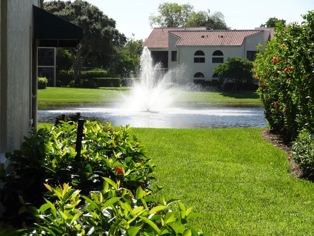 Lovely view of fountain from garden area outside the lanai