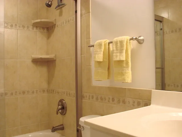 #104 has an updated bath with a tub / shower combo - washer & dryer in unit