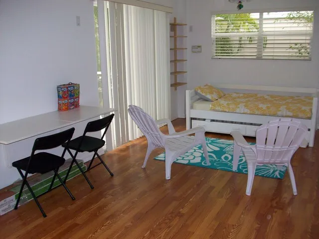 Room by pool with trundle bed