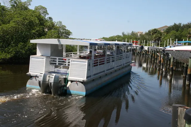 Large boattaxi which takes members to state park beach and fishing inlet.