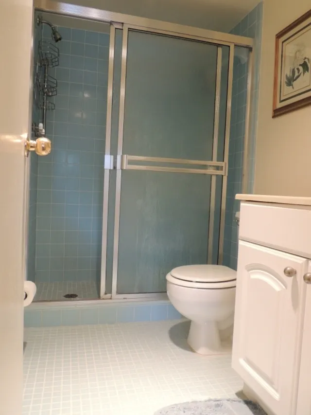 Master bath has a walk in shower