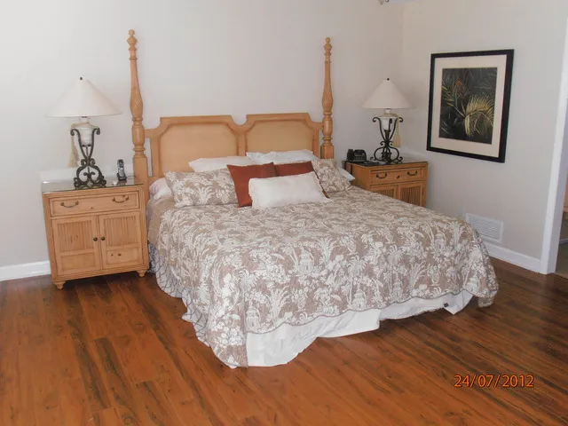 Master bedroom, king size bed.