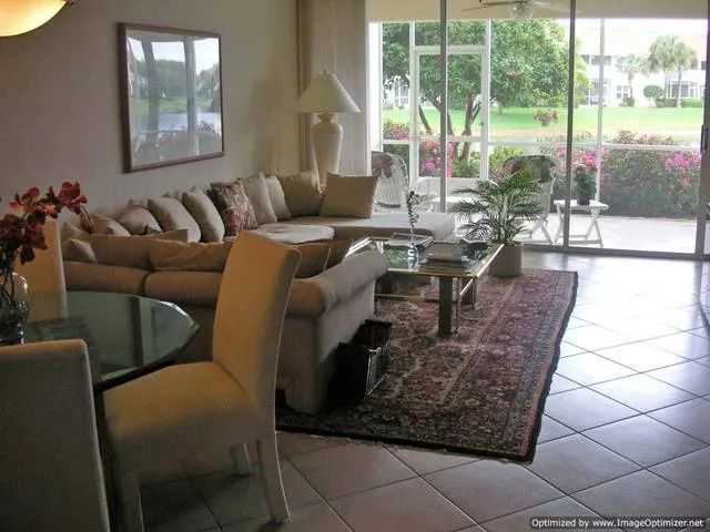 Greatroom overlooking patio and lake