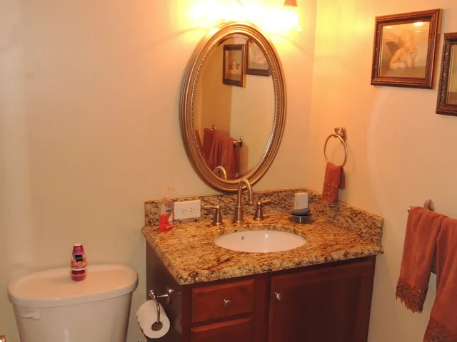 Guest bath has been renovated with a walk in shower and granite!