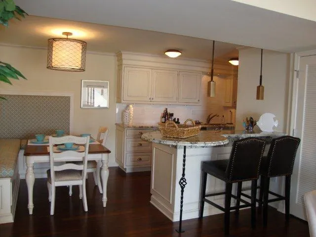 Breakfast bar looking into the kitchen.