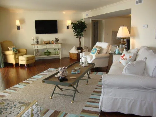Spacious livingroom with gulf views.