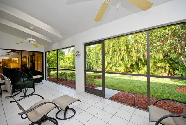 Lanai with quiet, private back yard