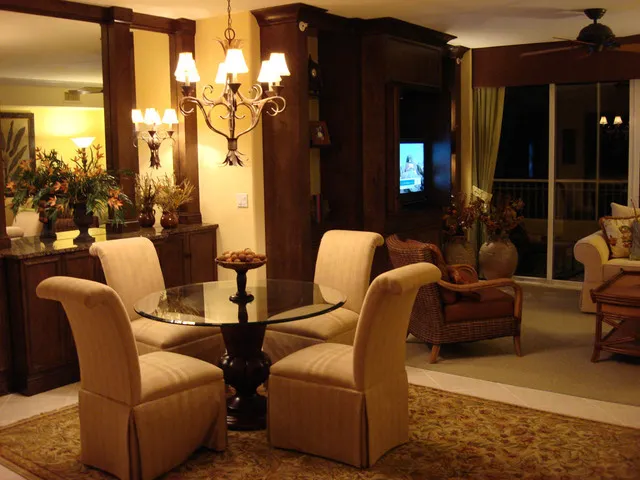 Dining Room with Living Room and Lanai beyond.