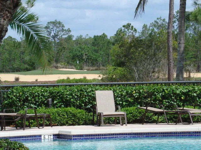View of 1st green from pool.
