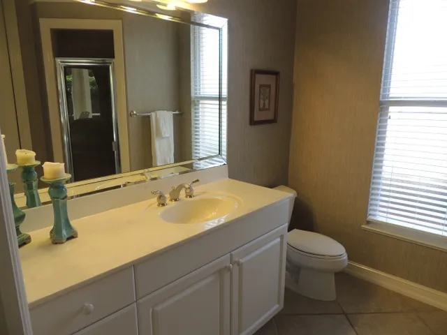 Master bath has a walk in shower