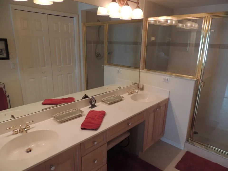 Master bath has walk in shower & dual sinks - all linens & towels are provided