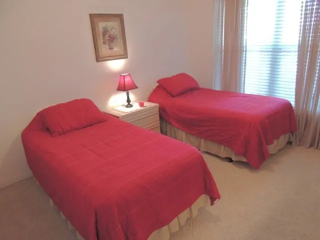 Guest room features twin beds - all linens and towels are provided