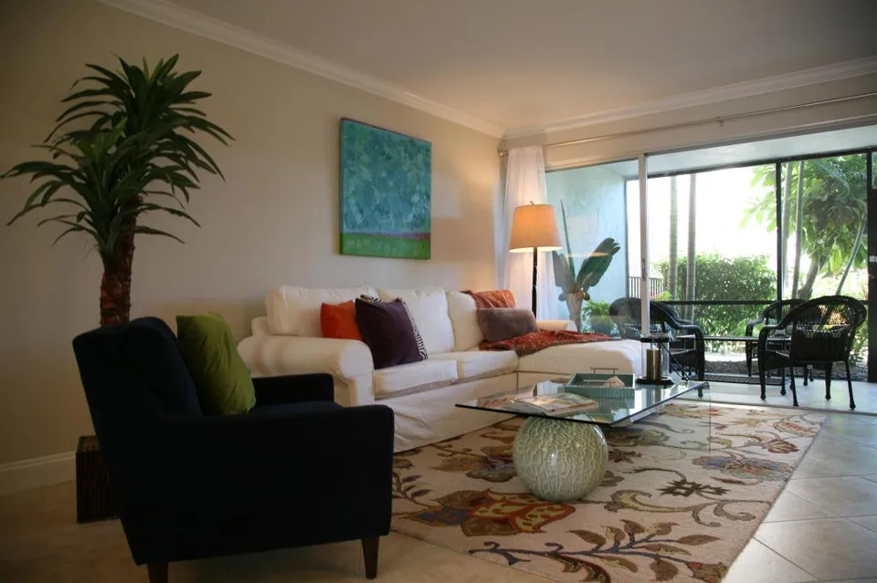 Living area with Lake Views