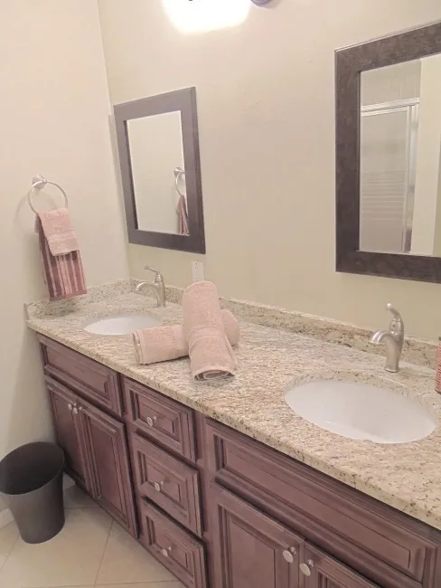Updated master bath with a walk in shower - all linens & towels included