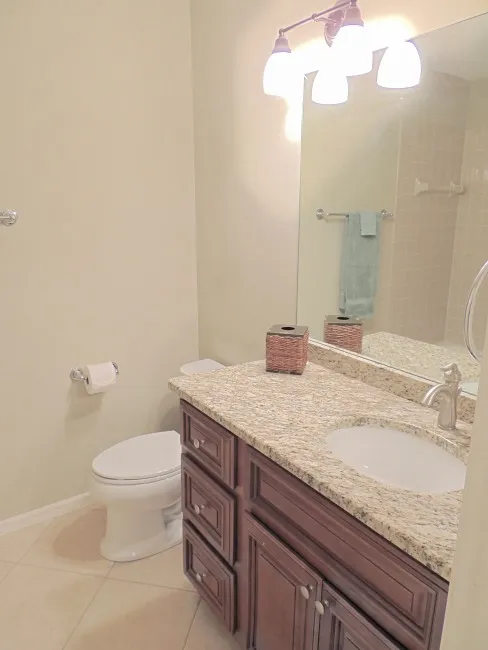 Remodeled guest bath has a tub/shower combo, there is also a washer & dryer in the unit