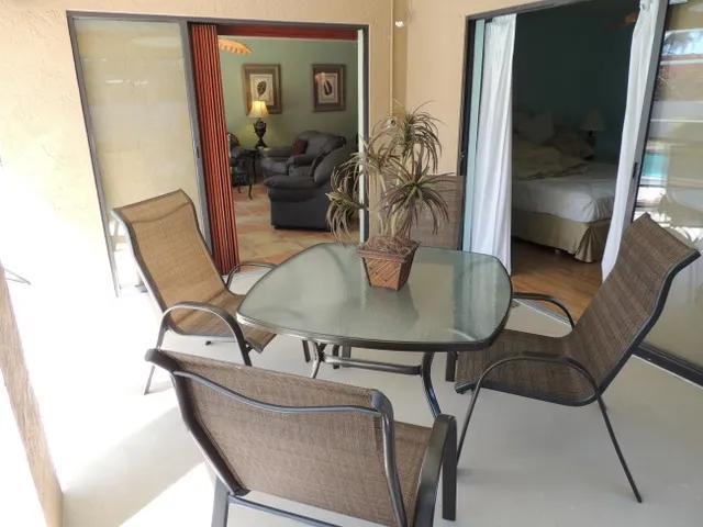 The lanai is the perfect place to dine, a gas grill is also provided