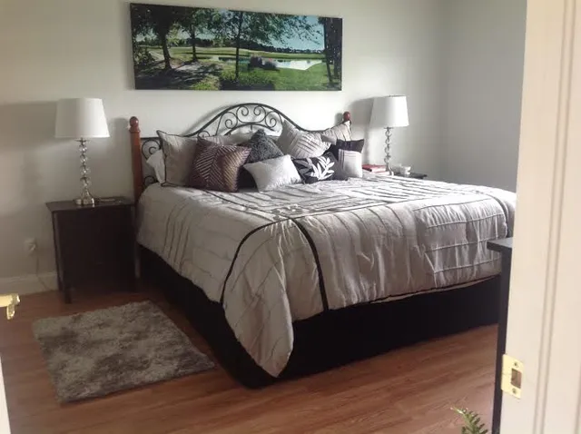 Master bedroom with king sized bed