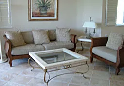 Spacious living room with a view of the Gulf
