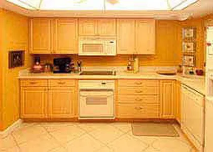 Access to kitchen from main living and dining area near front door entry.