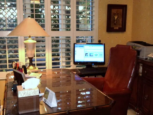 Office area viewed from kitchen.