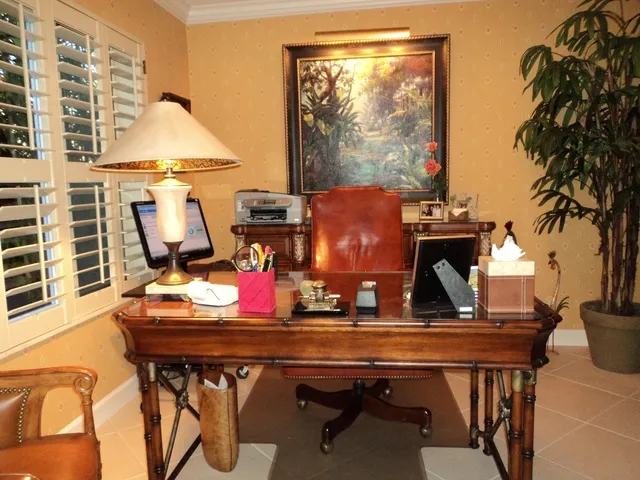 Office area looking from breakfast table in lanai area.