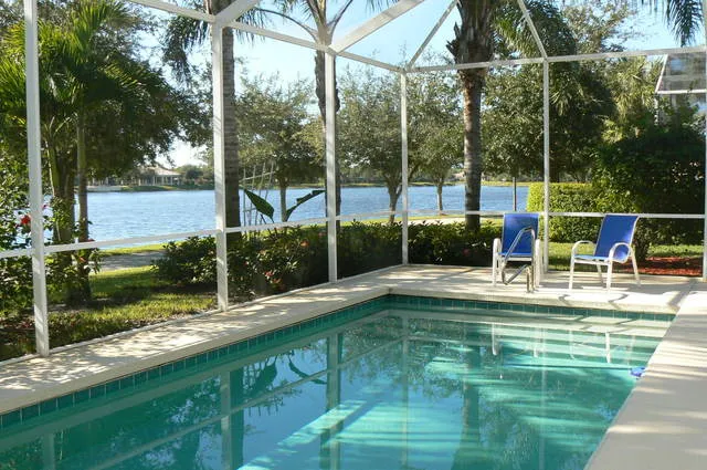 Heated pool overlooking lake