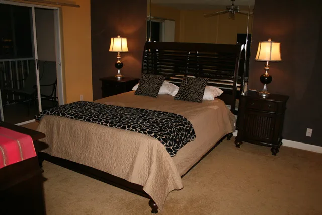 Brand new bedroom set including headboard, nightstands lamps, etc.