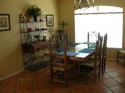Dining table seats eight.