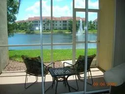 view of lake from the living room