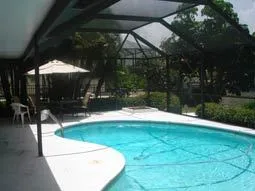 Pool deck with screened in lanai