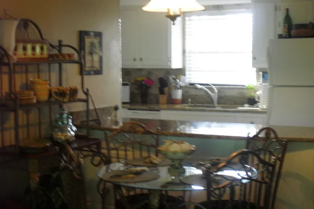 View from living area into Kitchen/dinette