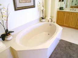 Soak your troubles away in the master bathroom tub